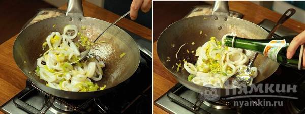 Кальмары на сковороде с луком и белым вином - фото шаг 2