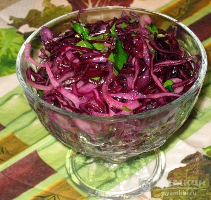 Постный салат из краснокочанной капусты