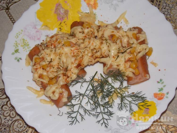 Сосиски с кукурузой и сыром в микроволновке - фото шаг 5