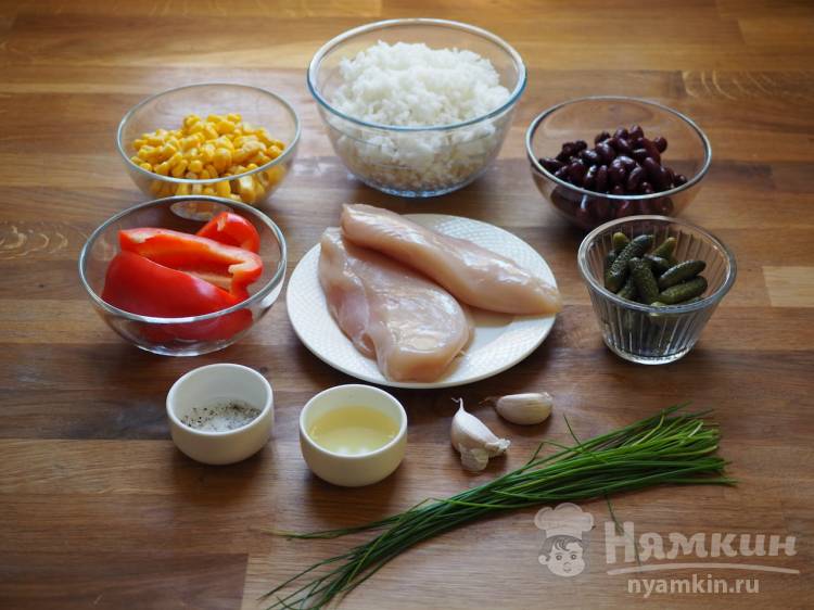 Салат с курицей и рисом - фото шаг 1