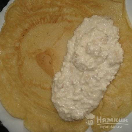 Блины с творогом и бананом - фото шаг 7