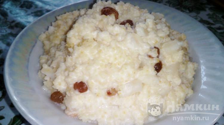 Пшенная каша на молоке с изюмом и яблоком - фото шаг 9