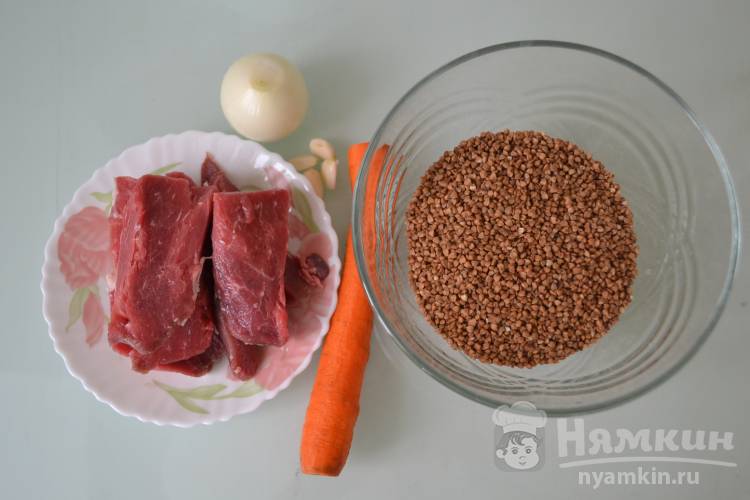 Гречка с говядиной на сковородке - фото шаг 1