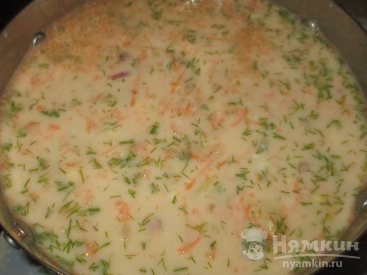 Оригинальный холодный суп с чёрной редькой на тане со сметаной  - фото шаг 7