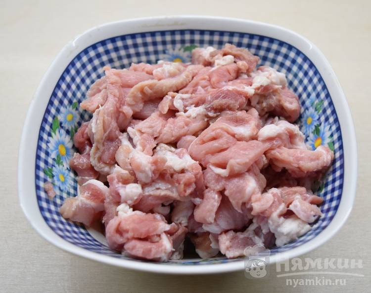 Зажарка из свинины на сковороде с луком