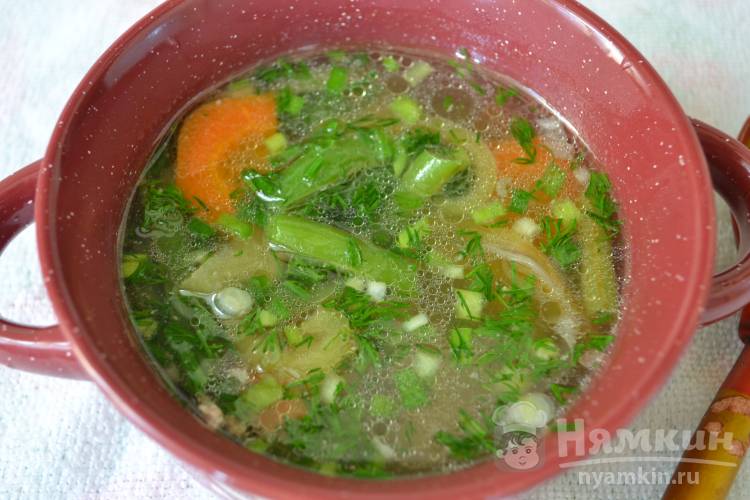Суп со стручковой фасолью и курицей - фото шаг 8