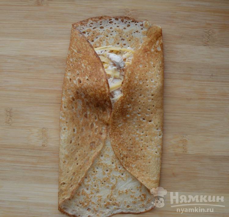 Блинчики с курицей и сыром - фото шаг 6