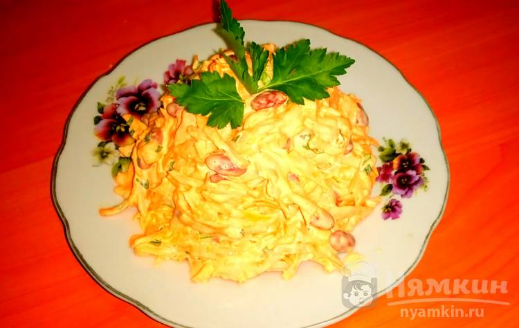 Салат из моркови и фасоли с чесночной заправкой  - фото шаг 7