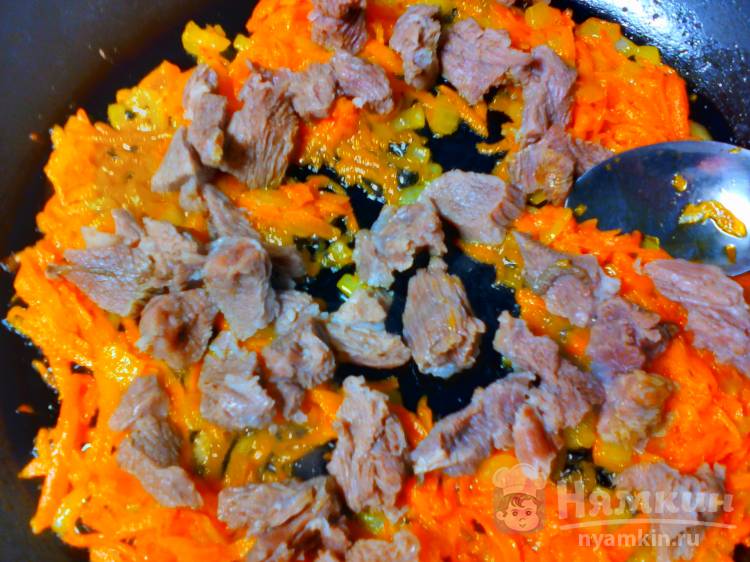 Макароны с говядиной и овощами - фото шаг 5