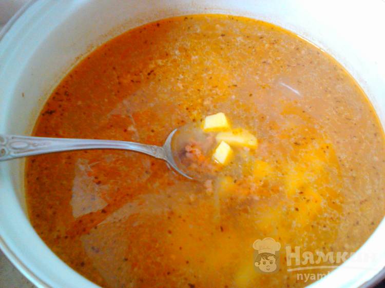 Суп картофельный с фаршем и солёными огурцами - фото шаг 9