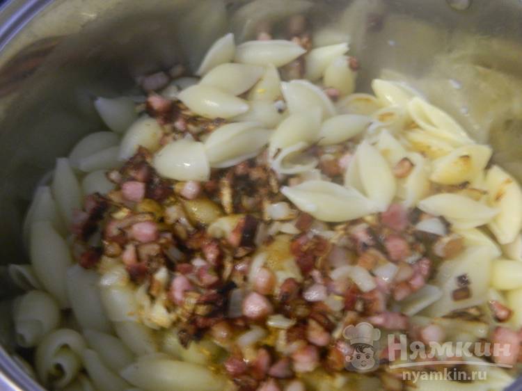 Макароны с копченой грудинкой и сыром - фото шаг 4