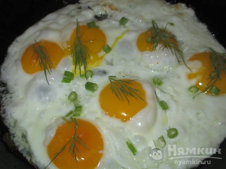 Яичница на домашних куриных яичках с сыром и укропом  - фото шаг 3