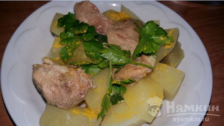 Картофель с мясом зеленью и карри - фото шаг 4