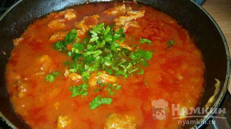 Томатный суп с мясом и зеленью - фото шаг 4