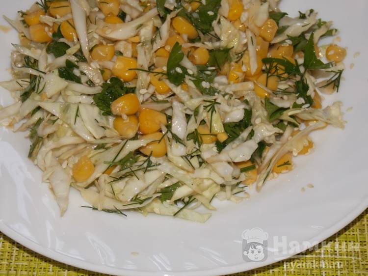 Капустный салат с соевым соусом и кукурузой - фото шаг 5