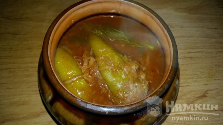 Тушеный перец с мясом и капустой в горшочке - фото шаг 7