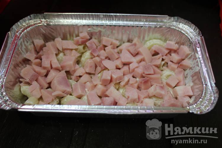 Быстрая запеканка с макаронами и ветчиной - фото шаг 4