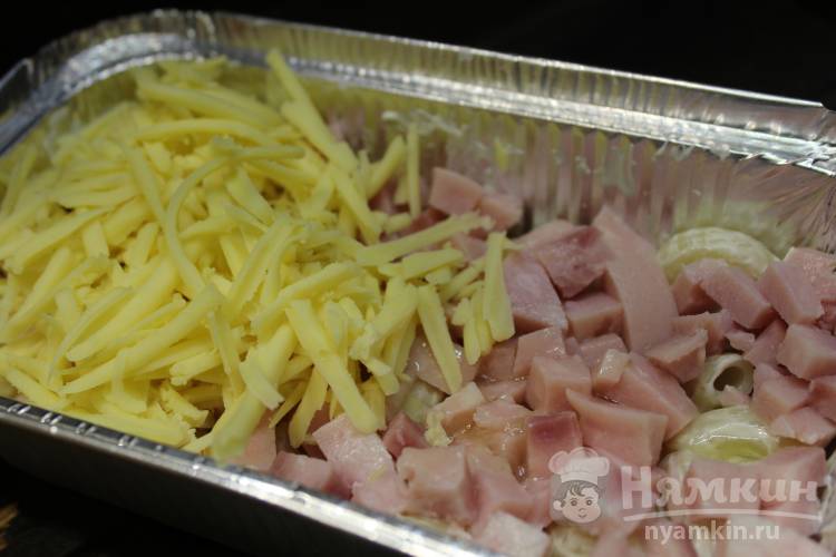 Быстрая запеканка с макаронами и ветчиной - фото шаг 7