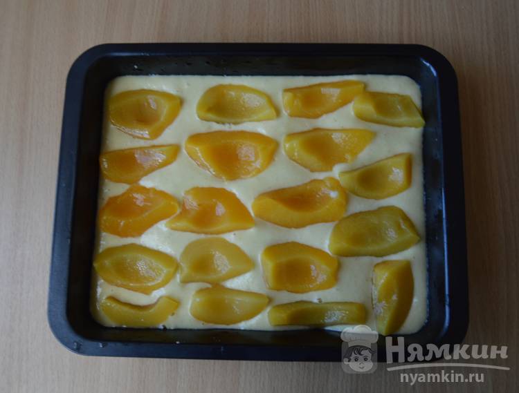 пирог с персиками консервированными и сметаной рецепт | Дзен