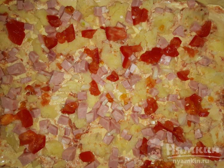 Пицца домашняя с кукурузой и ветчиной - фото шаг 5