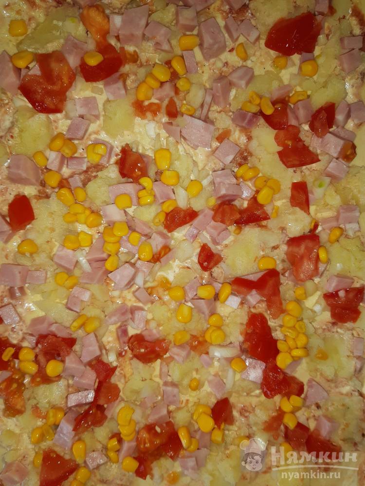 Пицца домашняя с кукурузой и ветчиной - фото шаг 6
