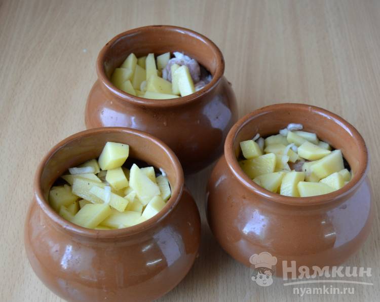 Картошка с мясом в горшочках в духовке - фото шаг 5