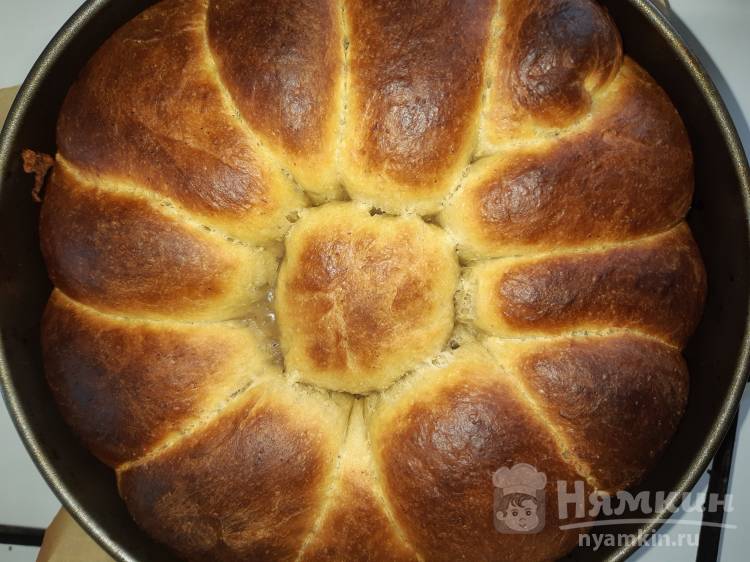 Отрывной пирог с яблочной начинкой в духовке - фото шаг 21
