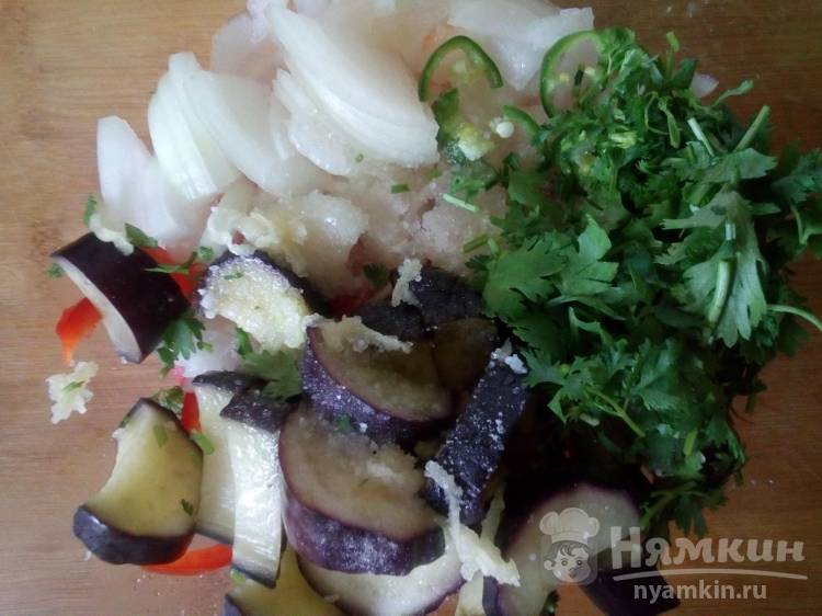 Острая закуска из баклажанов и перца по-корейски - фото шаг 8