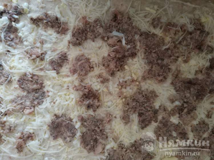 Рулет из лаваша с рыбной консервой и сыром - фото шаг 5