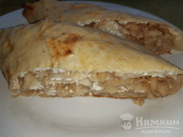 Осенний рулет из лаваша в духовке с творогом и яблоками - фото шаг 13