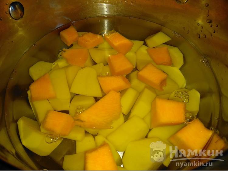 Густой картофельный суп с тыквой и овсянкой - фото шаг 3