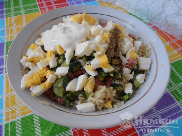Быстрый салат с лапшой – пошаговый рецепт приготовления с фото