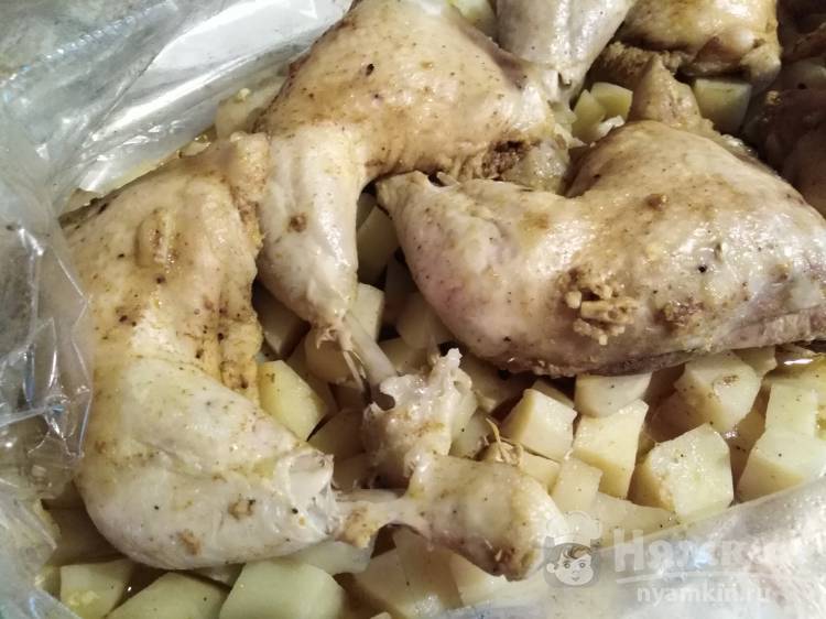 Куриные бедра с картошкой в рукаве в духовке рецепт пошагово с фото