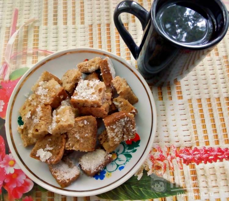 Хлебные кубики с сахаром к чаю в духовке - фото шаг 5