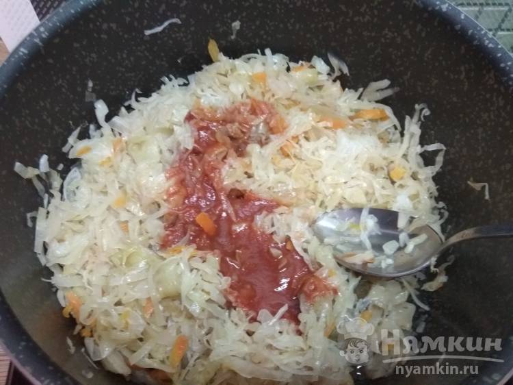 Капуста тушеная со свининой в медово-горчичной заливке - фото шаг 6
