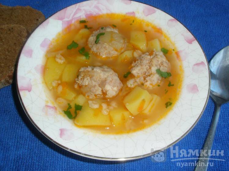 Геркулесовый суп с фрикадельками из куриной грудки и свинины - фото шаг 9