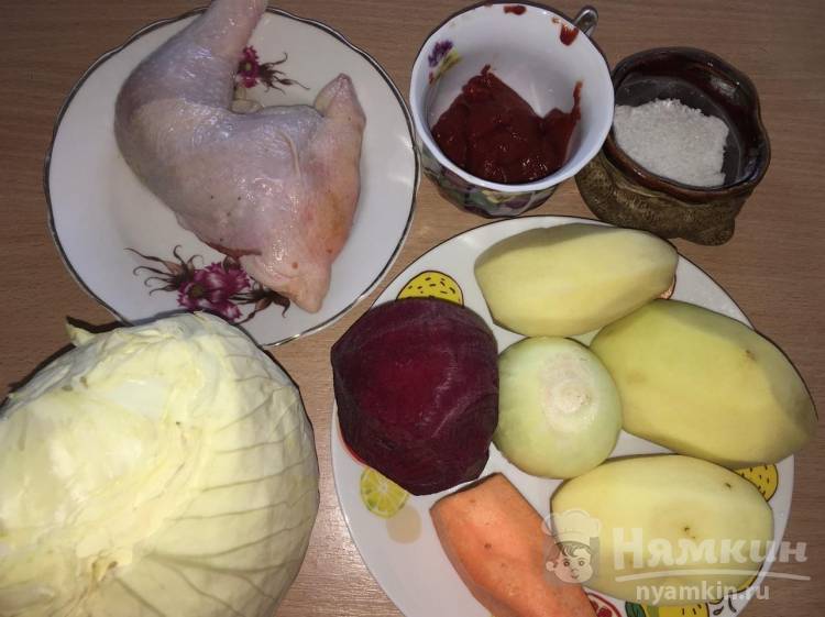 Легкий борщ с капутой на курином бульоне - фото шаг 1