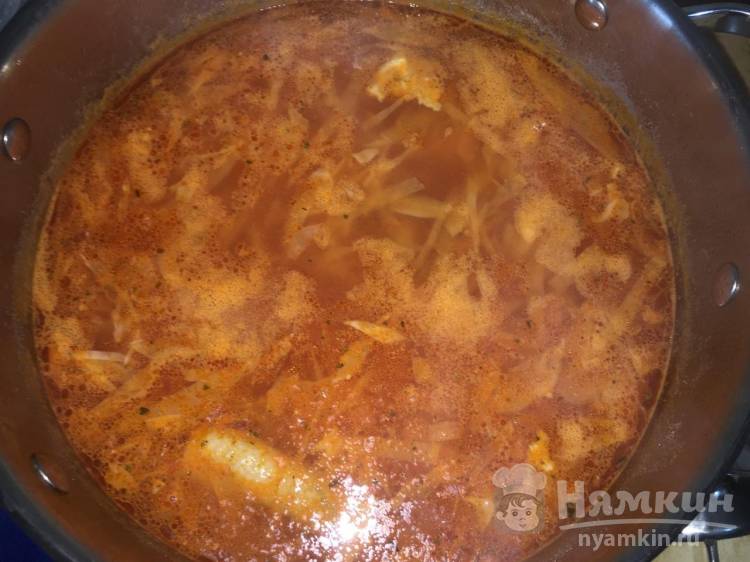 Легкий борщ с капутой на курином бульоне - фото шаг 13