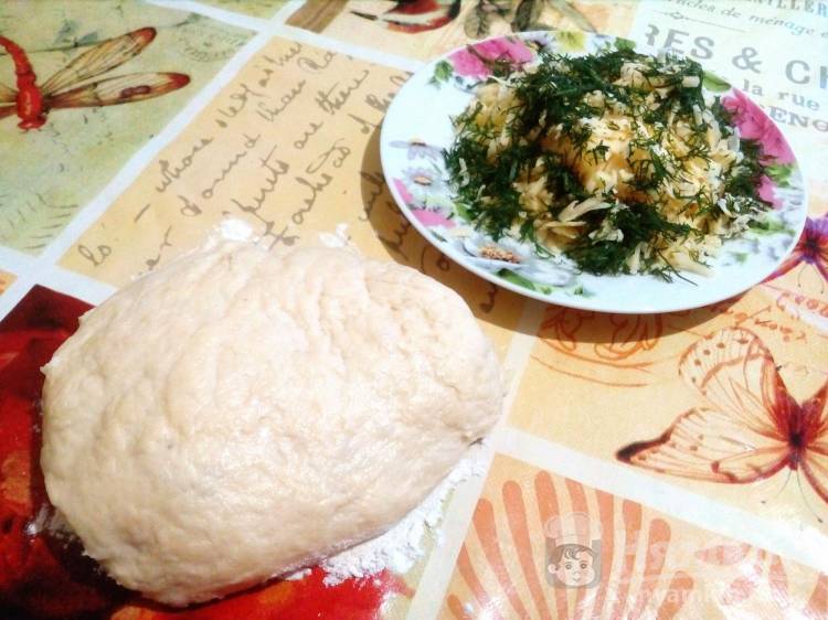 Лепёшка из дрожжевого теста с сыром и укропом - фото шаг 1