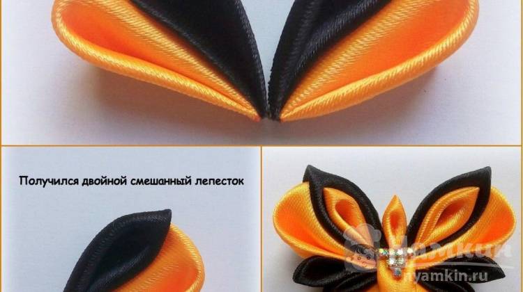 Как сделать украшение бабочку из лент