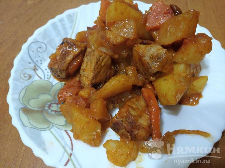 Вкусное рагу из свинины и овощей на сковороде - фото шаг 8
