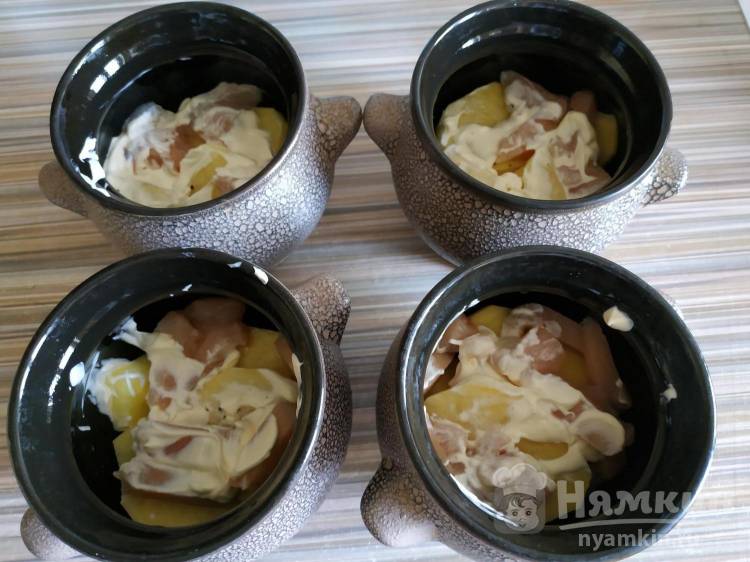 Картошка с курицей и сыром в горшочке - фото шаг 3