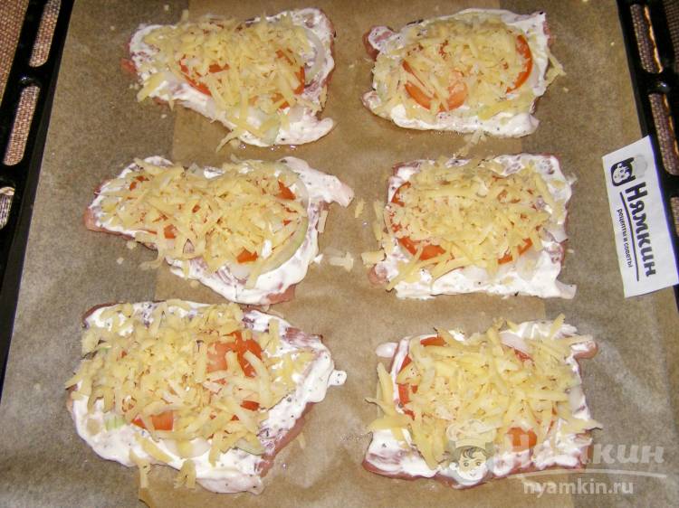 Как приготовить Отбивные со сметаной и сыром, запеченные в духовке - пошаговое описание