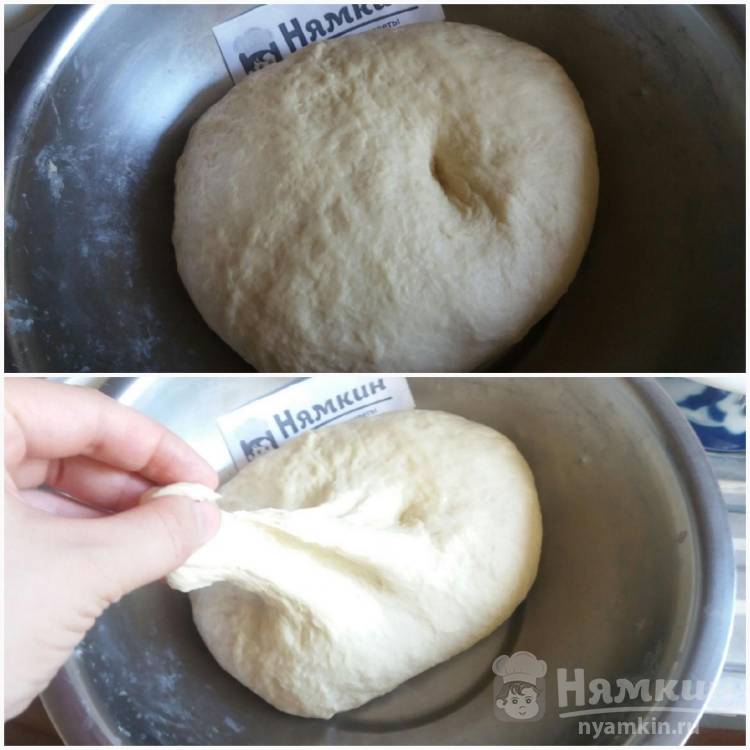 Пицца с грибами и колбасой из хрустящего дрожжевого теста - фото шаг 4