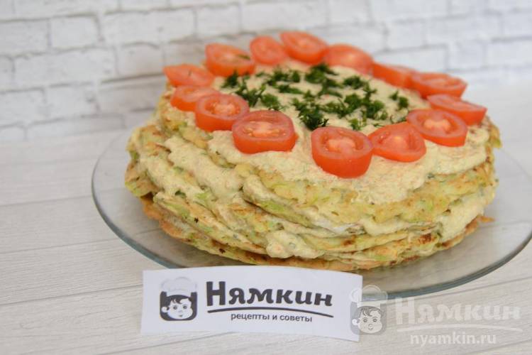 Торт из кабачков с сырным кремом и овощами - фото шаг 16
