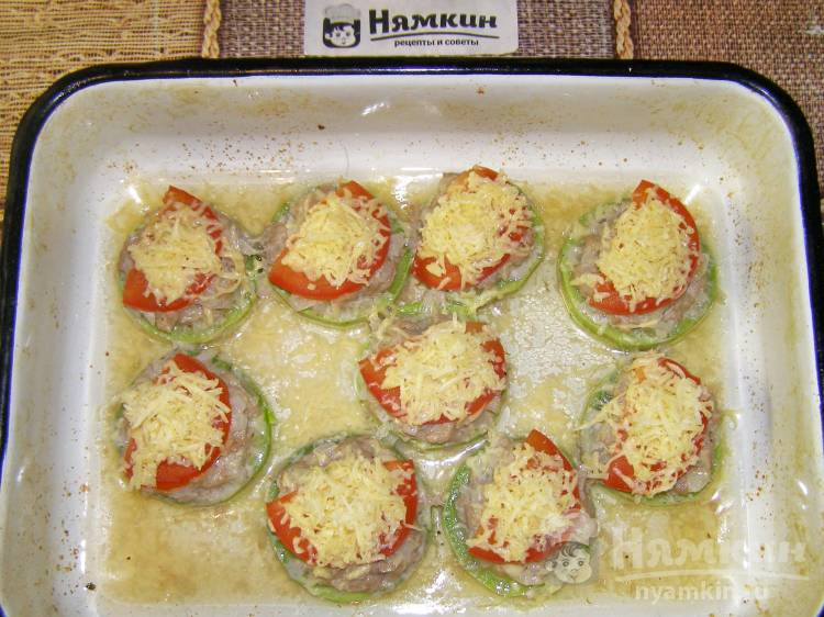 Кабачки фарш помидоры сыр - в духовке запеканка