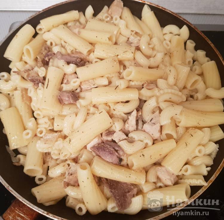 Макароны тушенные в сковороде, пошаговый рецепт с фото от автора Наталья на ккал