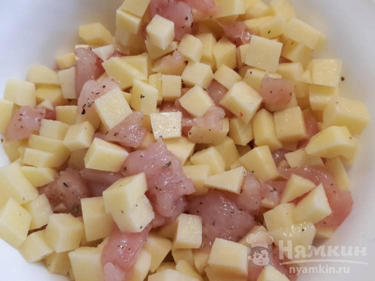Ленивое мясо по-французски из курицы в духовке - фото шаг 4
