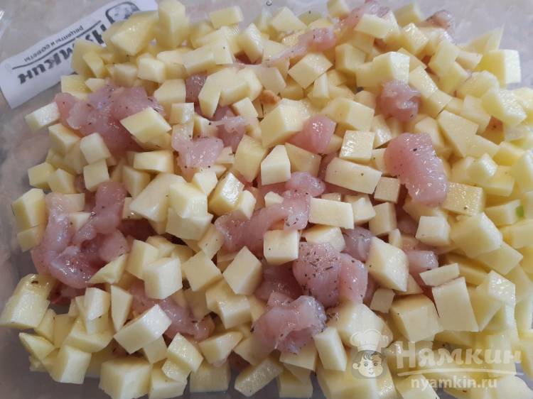 Ленивое мясо по-французски из курицы в духовке - фото шаг 5
