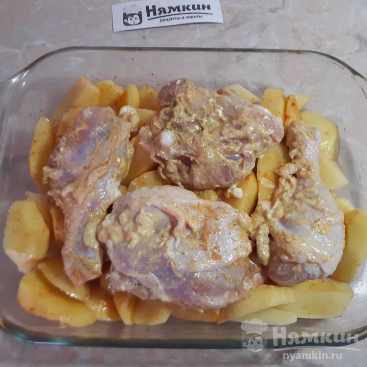 Куриные окорочка карри с картошкой – запекаем в духовку - фото шаг 8